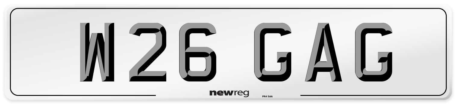 W26 GAG Number Plate from New Reg